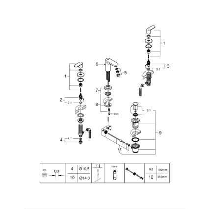GROHE 20187000-Grifo de lavabo de 3 orificios EUROSMART COSMOPOLITAN DN 15 cromado