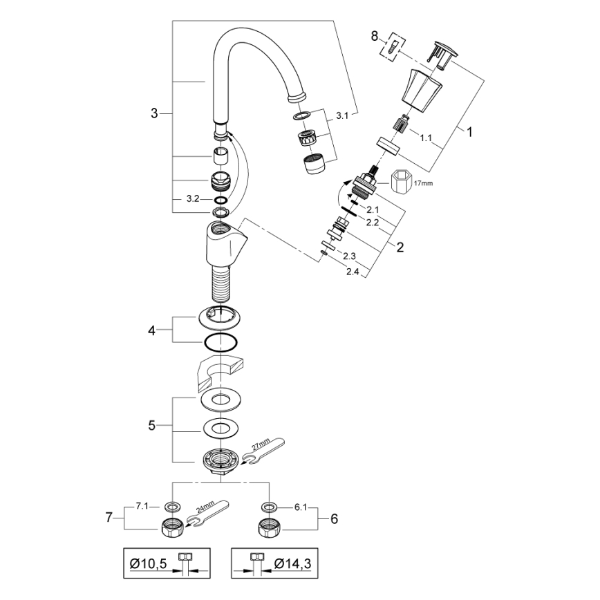 GROHE 20393001 - Grifo monomando para lavabo COSTA L DN 15 cromo brillante