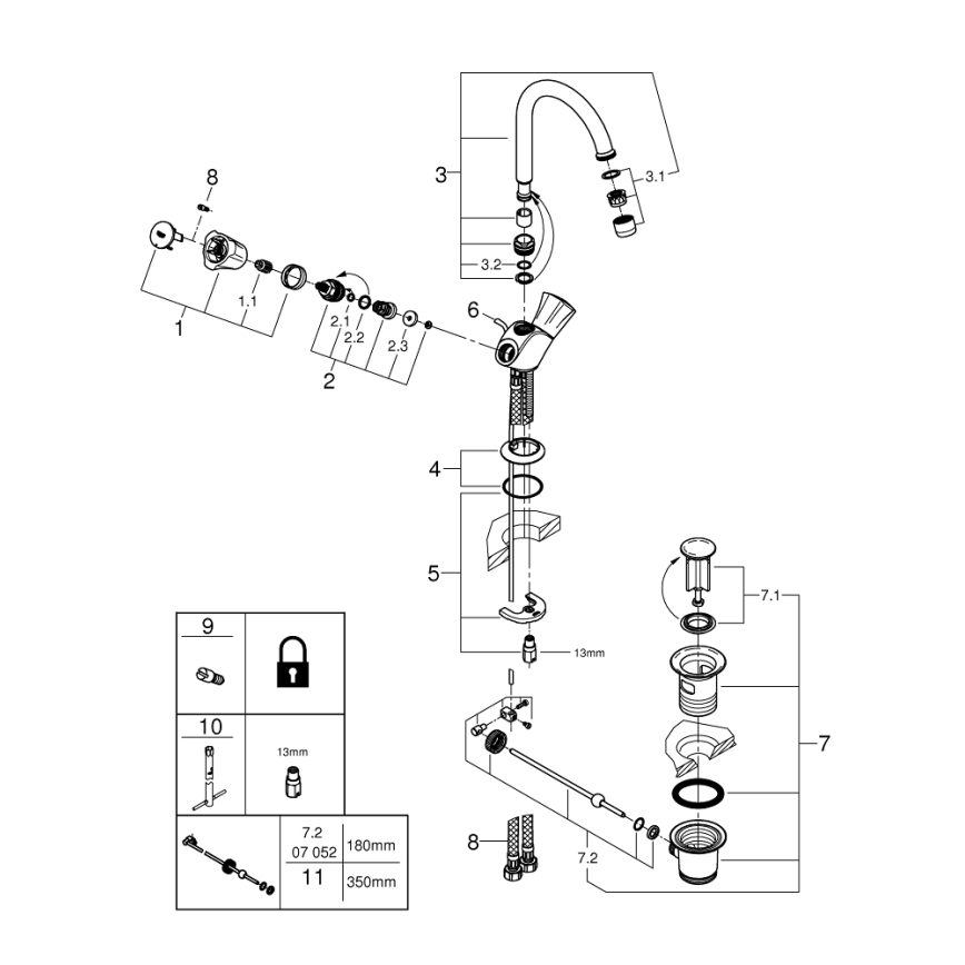 GROHE 21375001 - Grifo monomando para lavabo COSTA L, cromo brillante