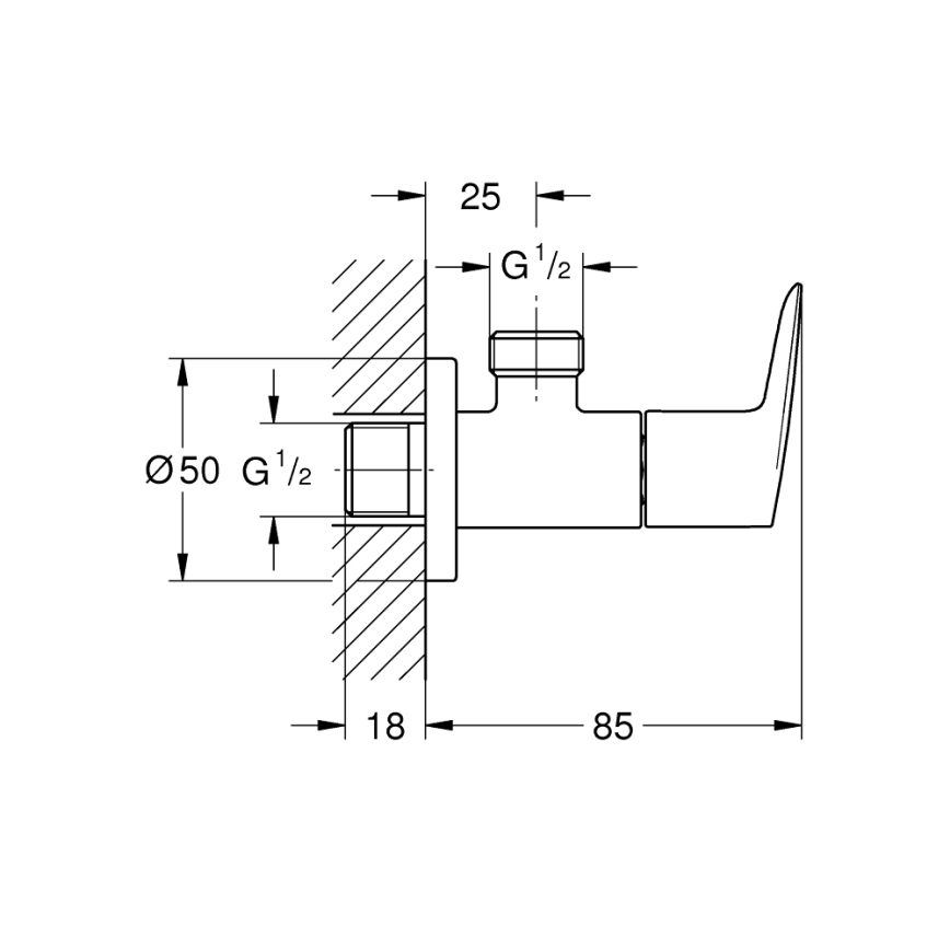 GROHE 22009001 - Válvula angular DN 15, cromo brillante