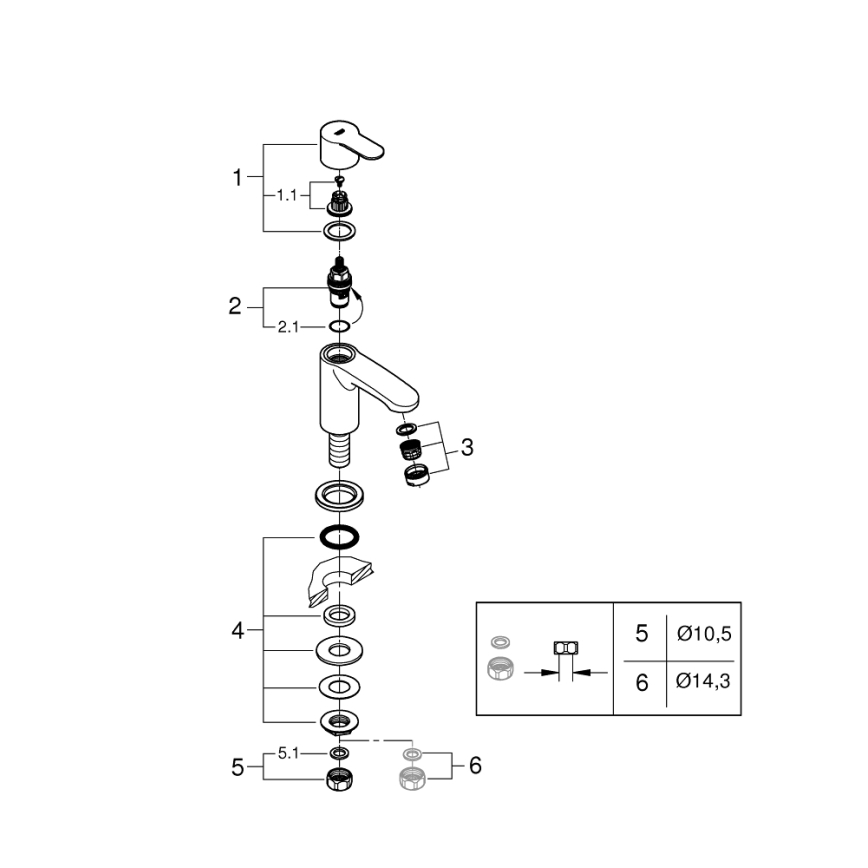 GROHE 23039002 - Grifo monomando de lavabo EUROSTYLE COSMOPOLITAN, tamaño XS, acabado cromado