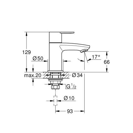 GROHE 23039002 - Grifo monomando de lavabo EUROSTYLE COSMOPOLITAN, tamaño XS, acabado cromado
