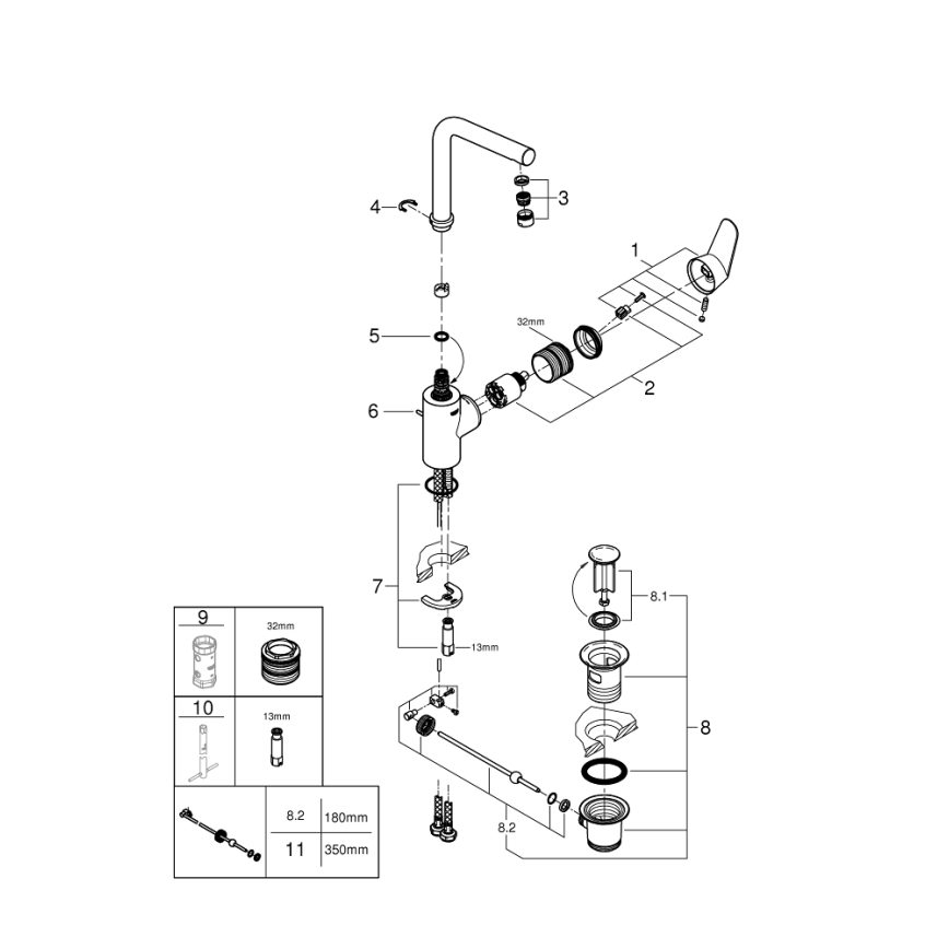 GROHE 23054003 - Grifo monomando para lavabo EURODISC COSMOPOLITAN tamaño L cromado