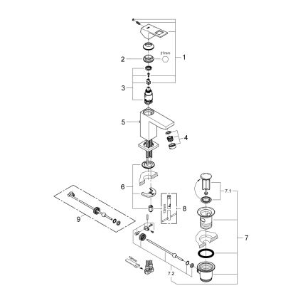GROHE 2312700E - Grifo de lavabo EUROCUBE tamaño S, cromo brillante