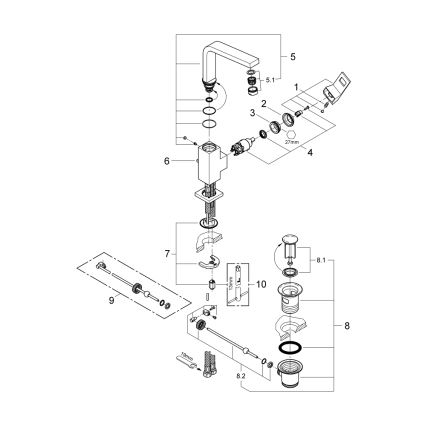 GROHE 2313500E - Grifo de lavabo EUROCUBE tamaño L cromo brillante