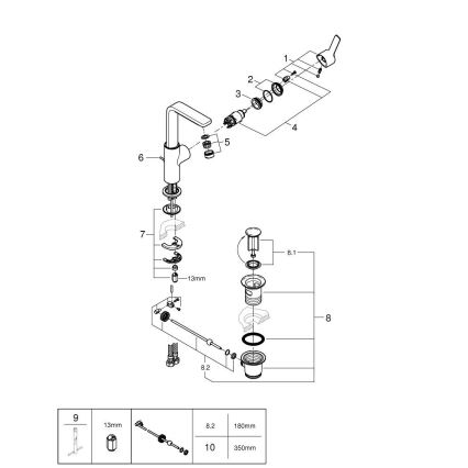 GROHE 23296001 - Grifo de lavabo LINEARE, tamaño L, acabado en cromo brillante
