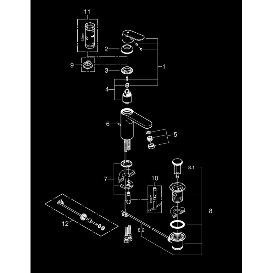 GROHE 23325000 - Grifo monomando para lavabo EUROSMART COSMOPOLITAN, tamaño M, acabado cromado
