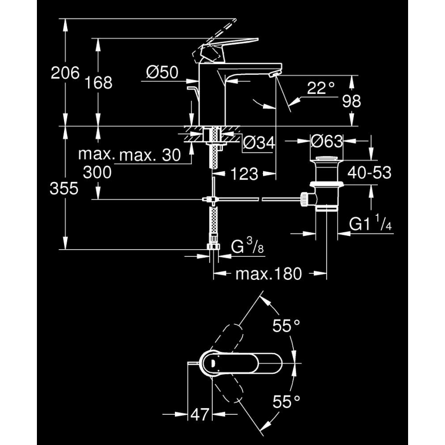 GROHE 23325000 - Grifo monomando para lavabo EUROSMART COSMOPOLITAN, tamaño M, acabado cromado