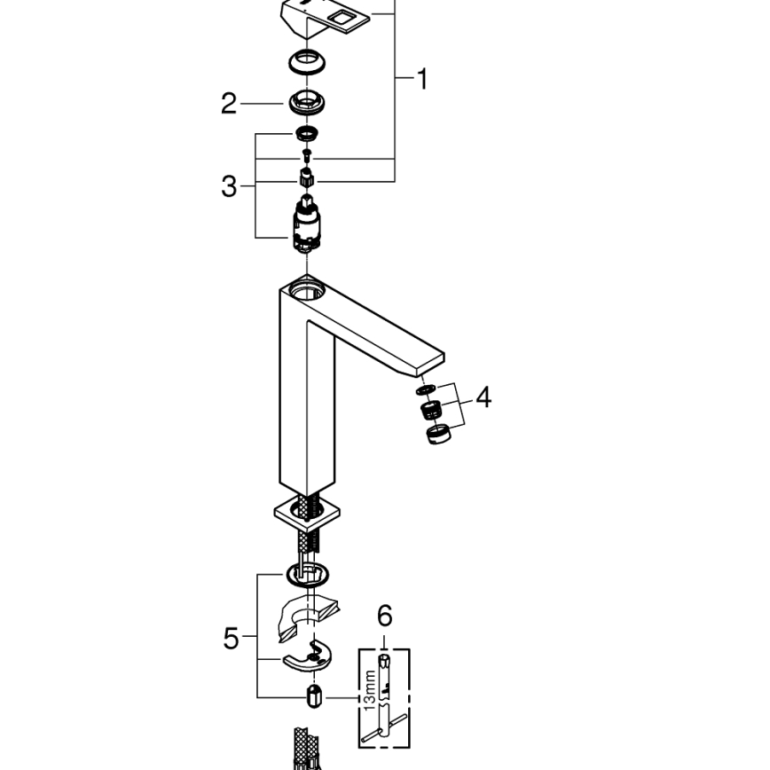 GROHE 23406AL0 - Grifo para lavabo EUROCUBE, tamaño XL, acabado grafito