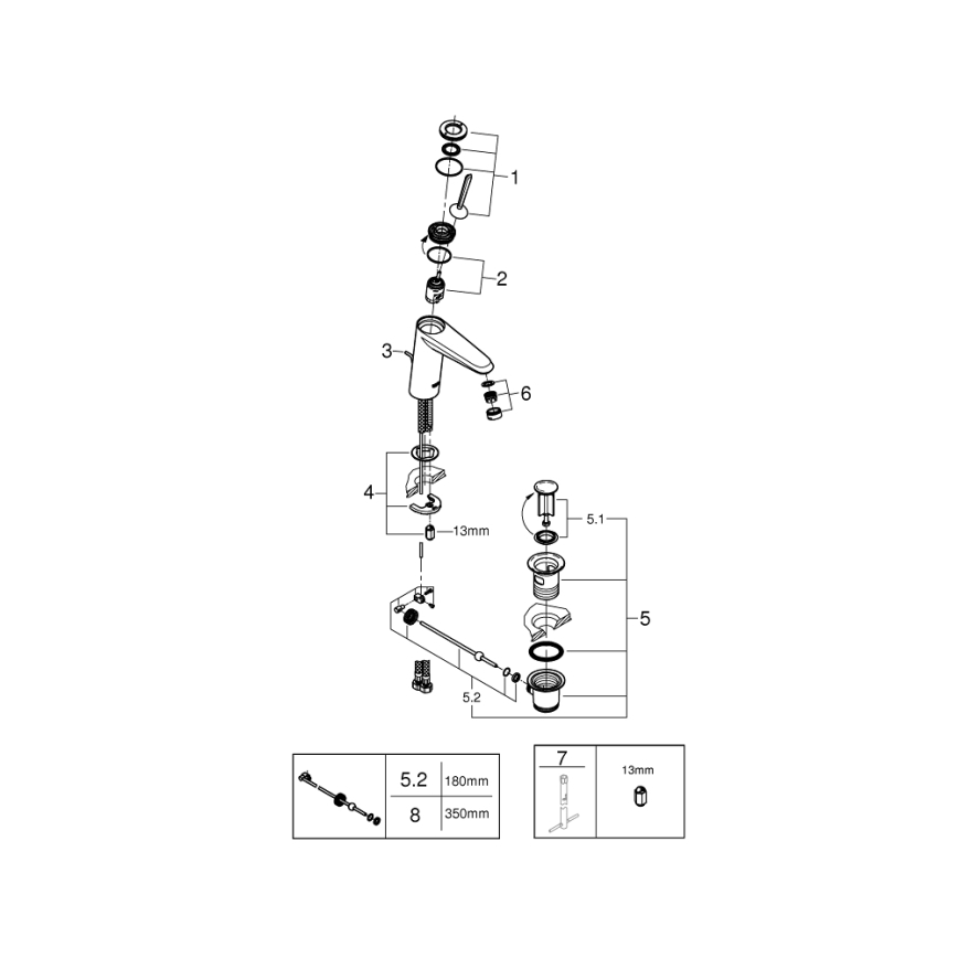 GROHE 23427000 - Grifo monomando para lavabo EURODISC JOY DN 15, talla M, cromo brillante