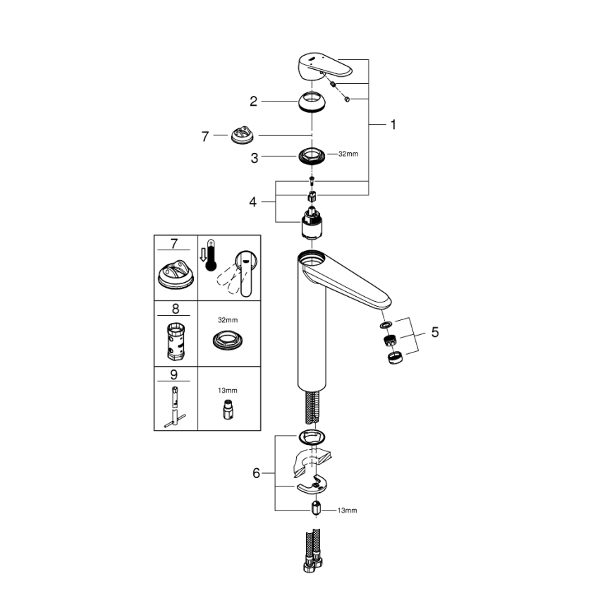 GROHE 23432000 - Grifo de lavabo EURODISC COSMOPOLITAN tamaño XL cromo