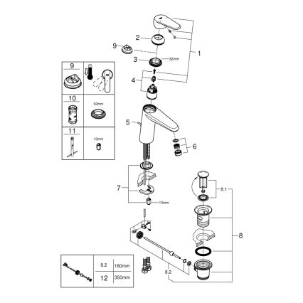 GROHE 23448002 - Grifo monomando para lavabo EURODISC COSMOPOLITAN, tamaño M, cromado
