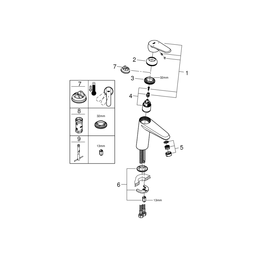 GROHE 23449002 - Grifo monomando para lavabo EURODISC COSMOPOLITAN, tamaño M, cromo