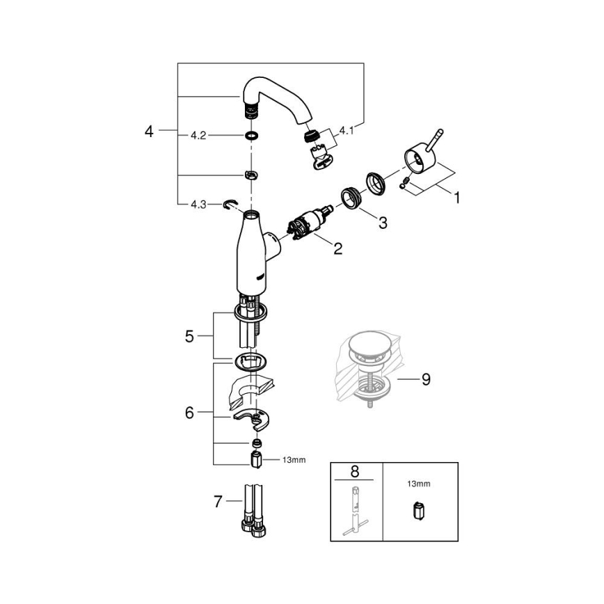 GROHE 23463001 - Grifo de lavabo ESSENCE tamaño M cromo brillante