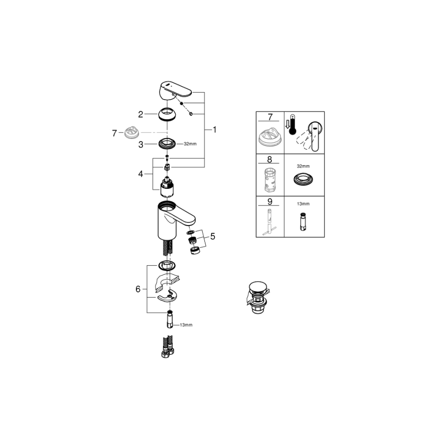 GROHE 23586000 - Grifo de lavabo GET tamaño S, cromo brillante