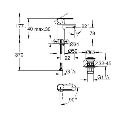 GROHE 23586LS0 - Grifo de lavabo GET tamaño S blanco