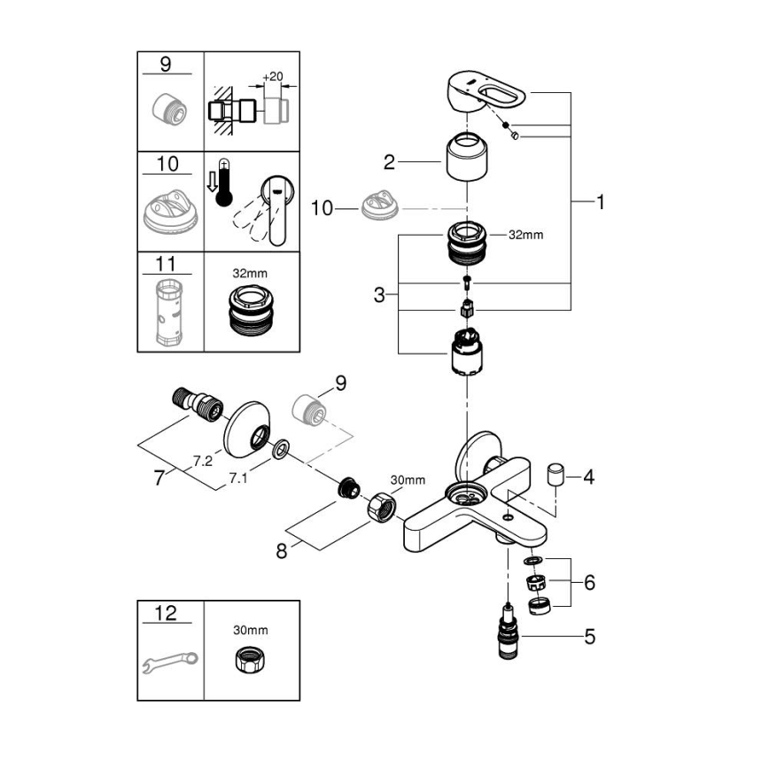 GROHE 23603000 - Grifo de bañera BAULOOP DN 15, cromo brillante