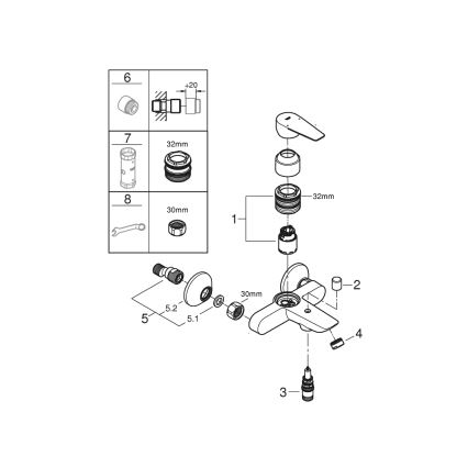 GROHE 23605001 - Grifo de bañera BAUEDGE 150±15 mm, acabado en cromo brillante