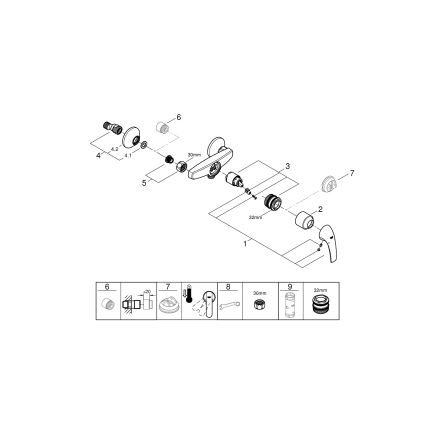 GROHE 23631000 - Grifo de ducha BAUCURVE 150 mm, cromo brillante