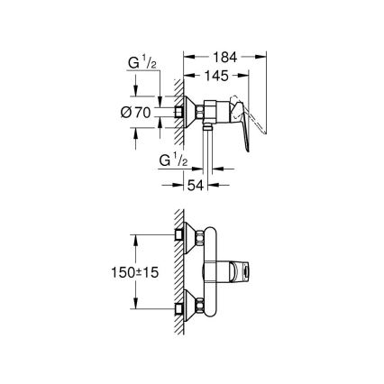 GROHE 23634000 - Mezclador de ducha BAULOOP DN 15 cromo brillante