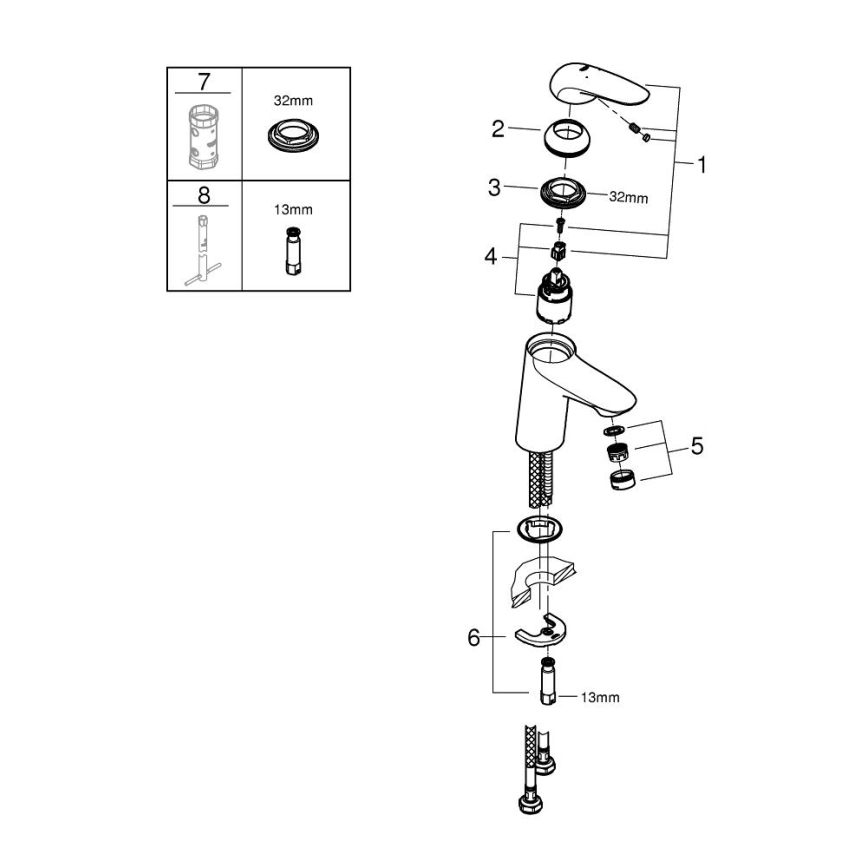 GROHE 23715003 - Grifo para lavabo EUROSTYLE, tamaño S, acabado cromo brillante