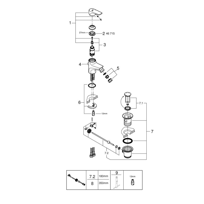 GROHE 23770000 - Grifo monomando para bidé START FLOW cromo brillante