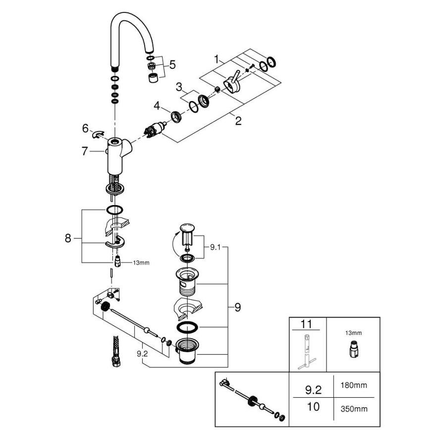 GROHE 23783000 - Grifo para lavabo START CLASSIC 311 mm acabado cromado brillante