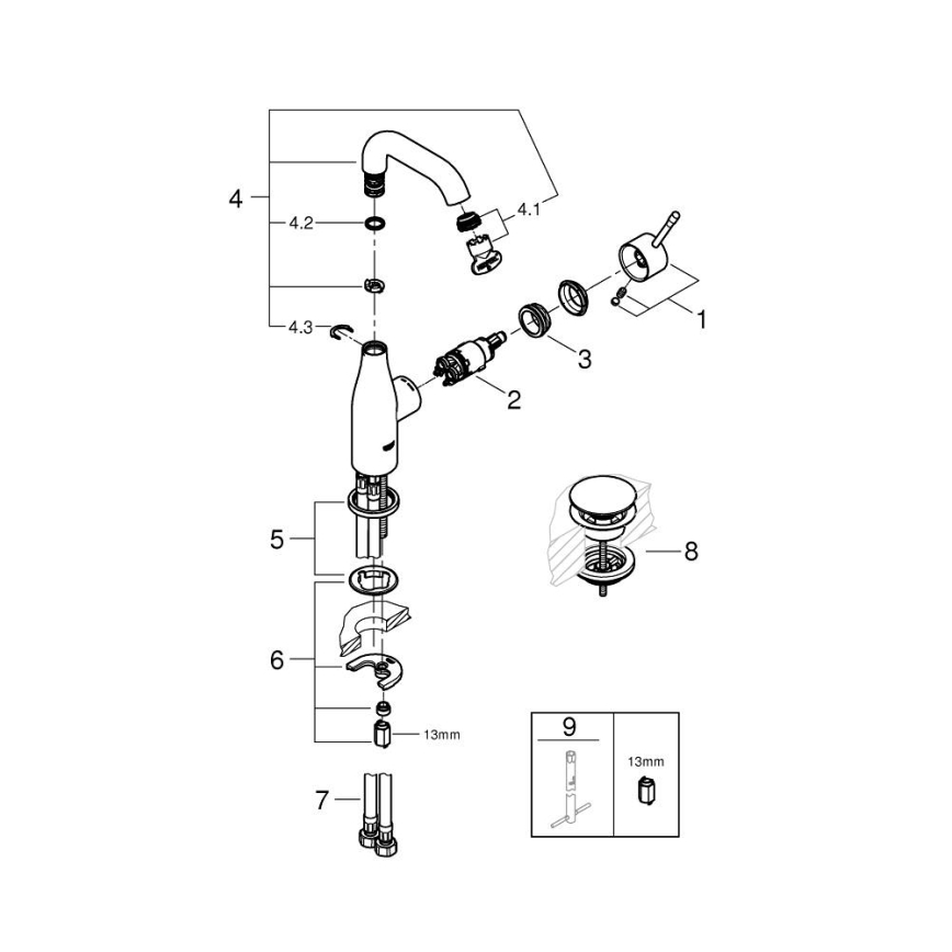 GROHE 23798001 - Grifo de lavabo ESSENCE DN 15 tamaño M cromo brillante