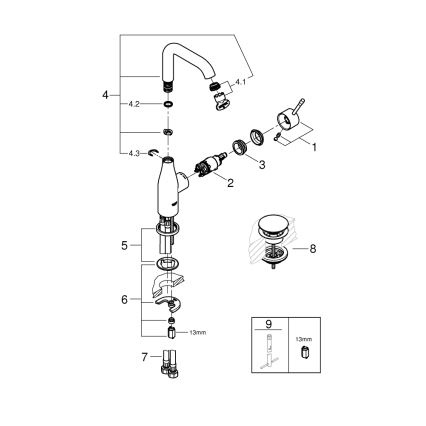 GROHE 23799001 - Grifo de lavabo ESSENCE, tamaño L, acabado cromo brillante