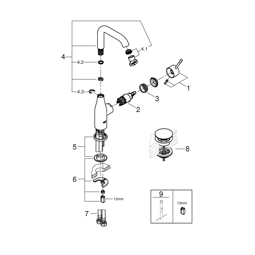 GROHE 23799001 - Grifo de lavabo ESSENCE, tamaño L, acabado cromo brillante