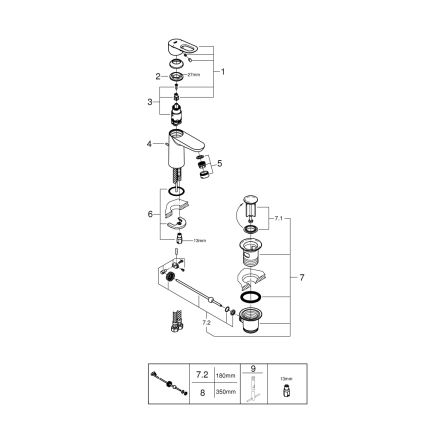 GROHE 23803000 - Grifo de lavabo EUROSMART tamaño S, acabado cromo brillante