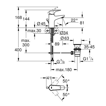 GROHE 23809000 - Grifo de lavabo START FLOW DN 15 cromo brillante