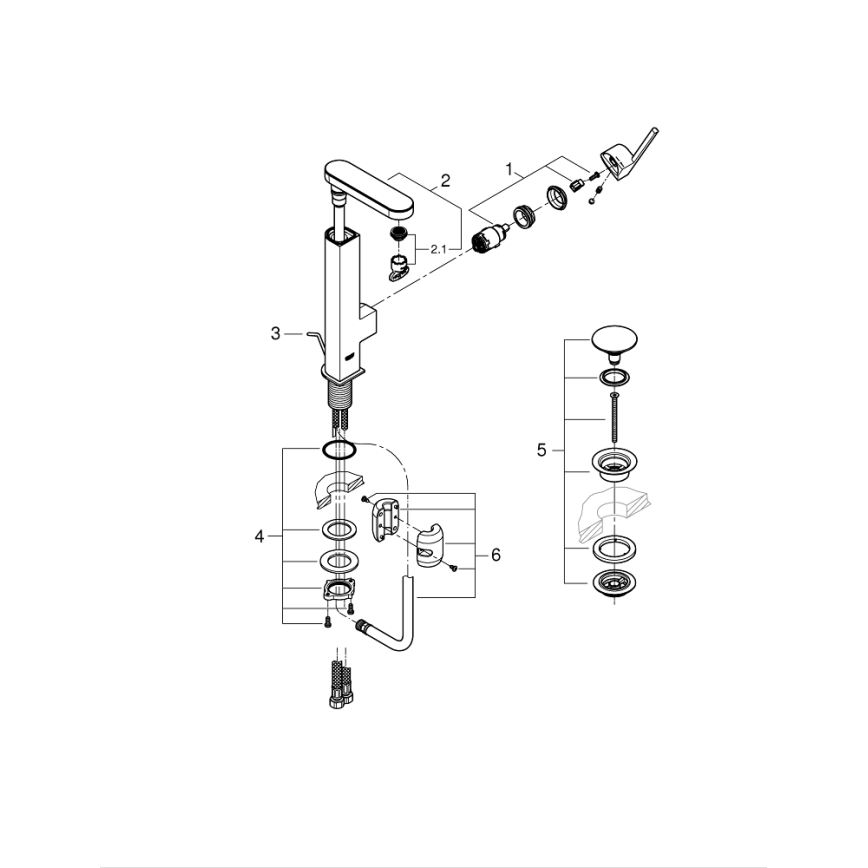 GROHE 23844003 - Grifo de lavabo PLUS, talla L, acabado cromo brillante