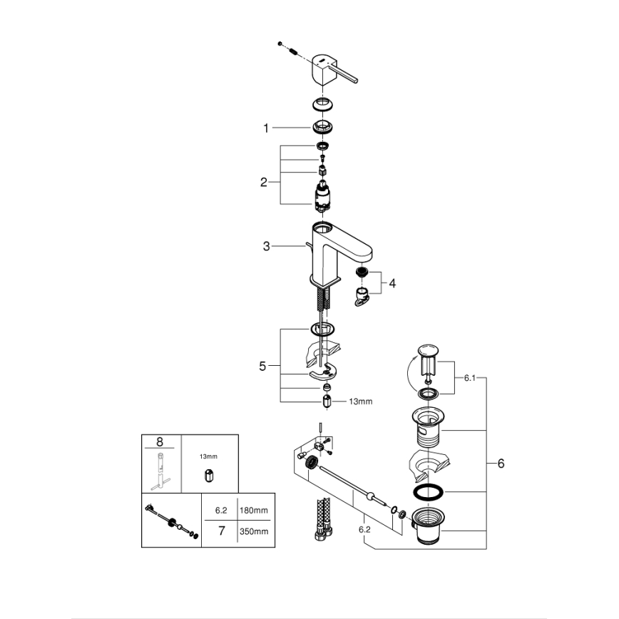 GROHE 23870003 - Grifo para lavabo PLUS tamaño S, cromo brillante