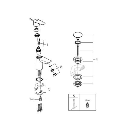 GROHE 23898001 - Grifo de lavabo START EDGE cromo brillante