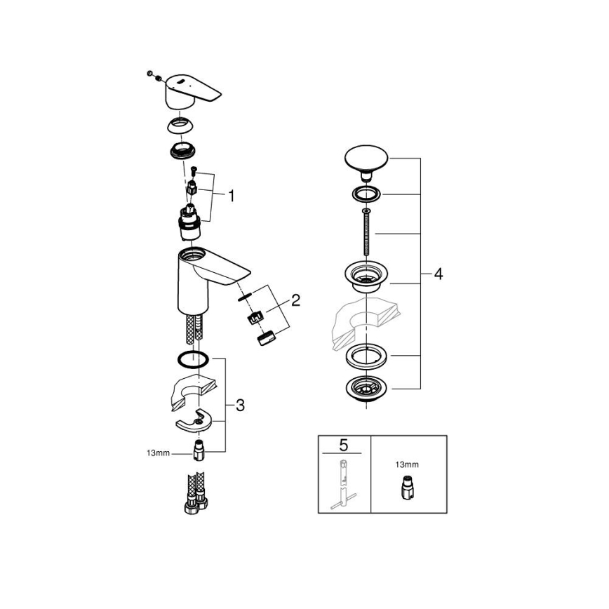 GROHE 23900001 - Grifo para lavabo START EDGE tamaño S, cromo brillante