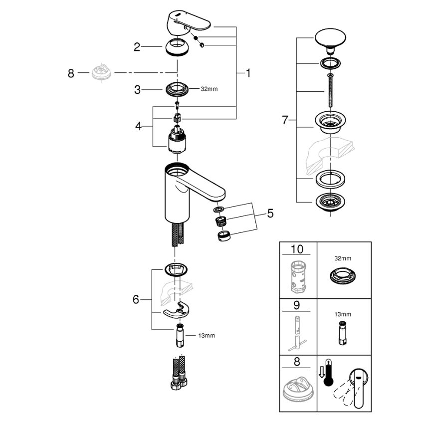 GROHE 23926000 - Grifo para lavabo DN 15, tamaño M, acabado en cromo brillante