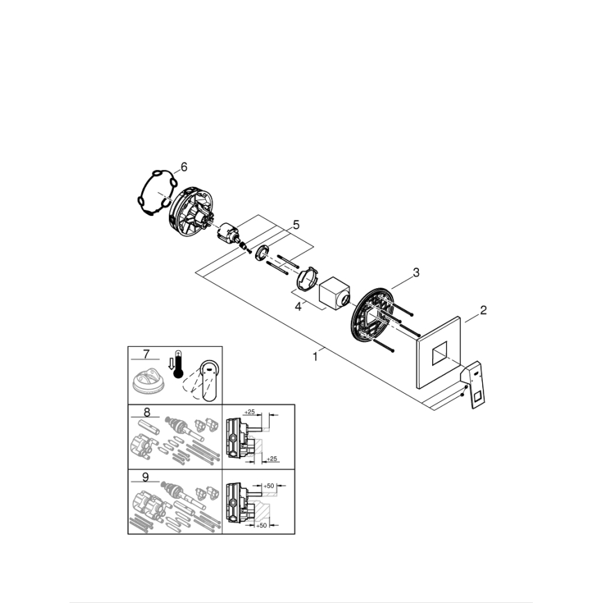 GROHE 24061000 - Mezclador de ducha EUROCUBE, cromo brillante