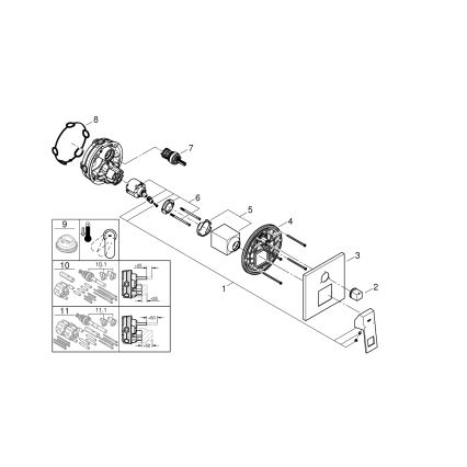GROHE 24094000 - Grifo EUROCUBE con derivador de 3 vías, acabado cromado brillante