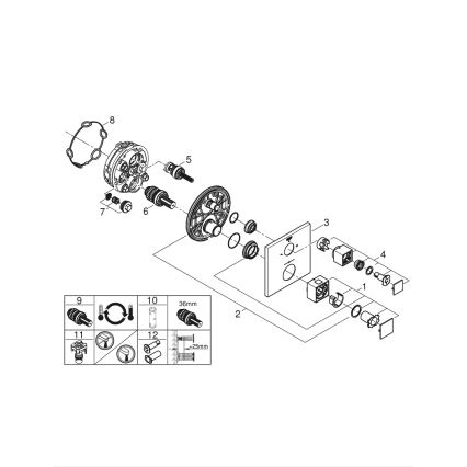 GROHE 24154000 - Mezclador termostático GROHTHERM CUBE, cromado brillante