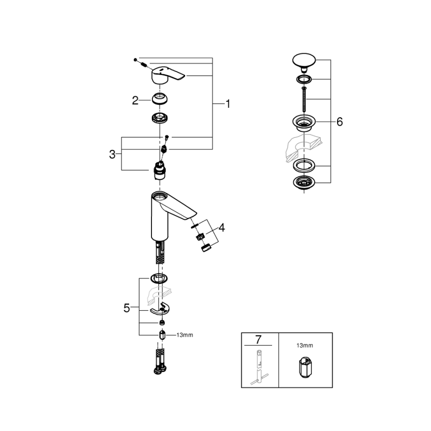 GROHE 24204002 - Grifo de lavabo START tamaño M cromado brillante