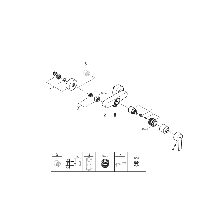 GROHE 24208002 - Mezclador de ducha de pared START DN 15, cromo brillante