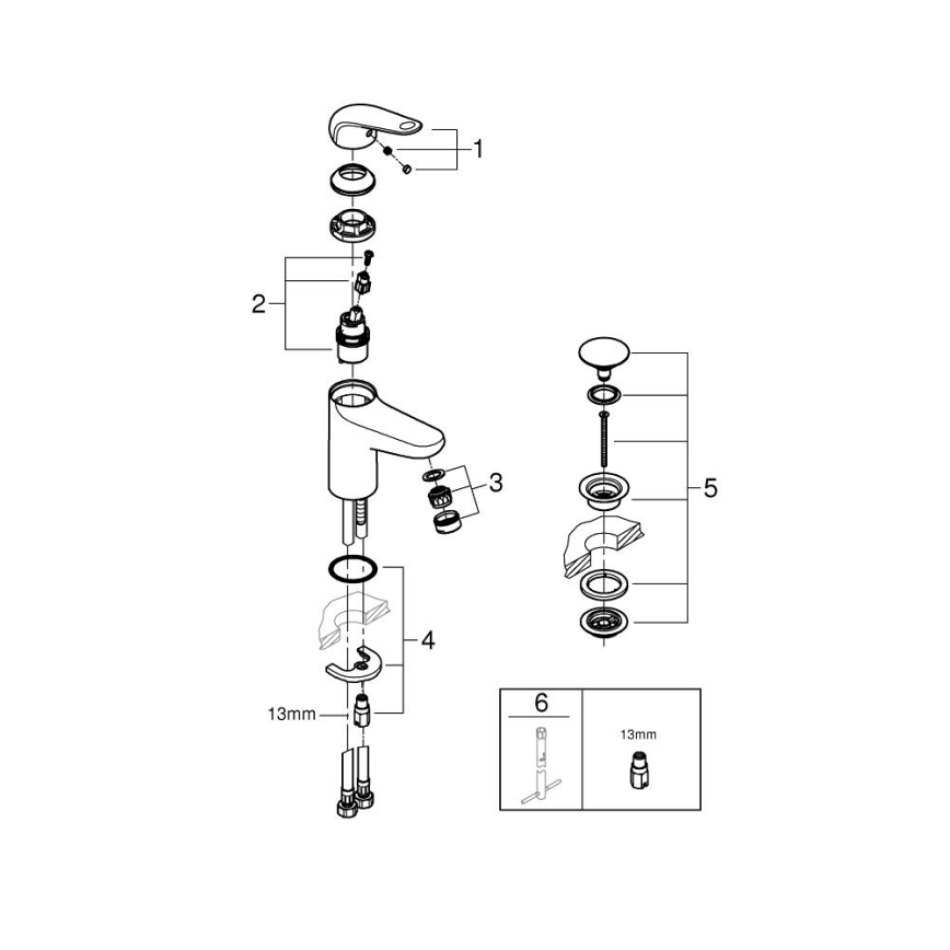 GROHE 24326001 - Grifo monomando para lavabo SWIFT DN 15, tamaño M, acabado cromado brillante