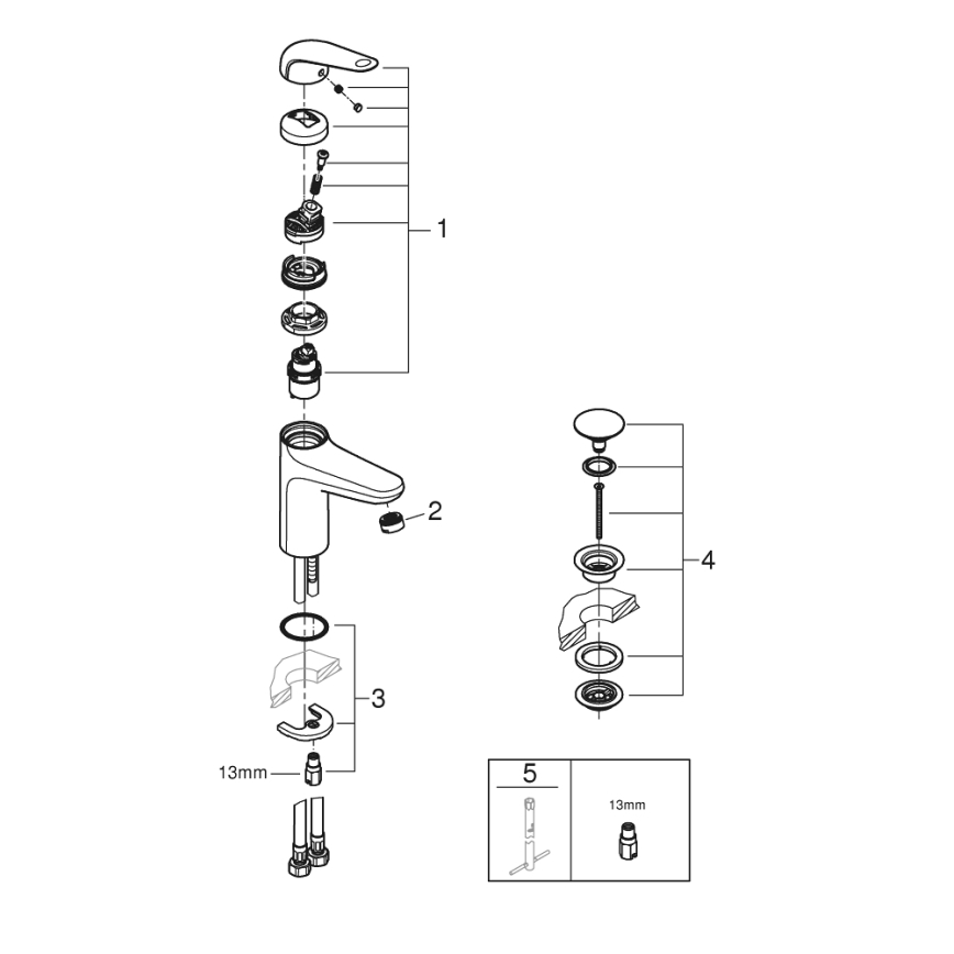 GROHE 24327001 - Grifo de lavabo SWIFT, tamaño M, acabado cromo brillante