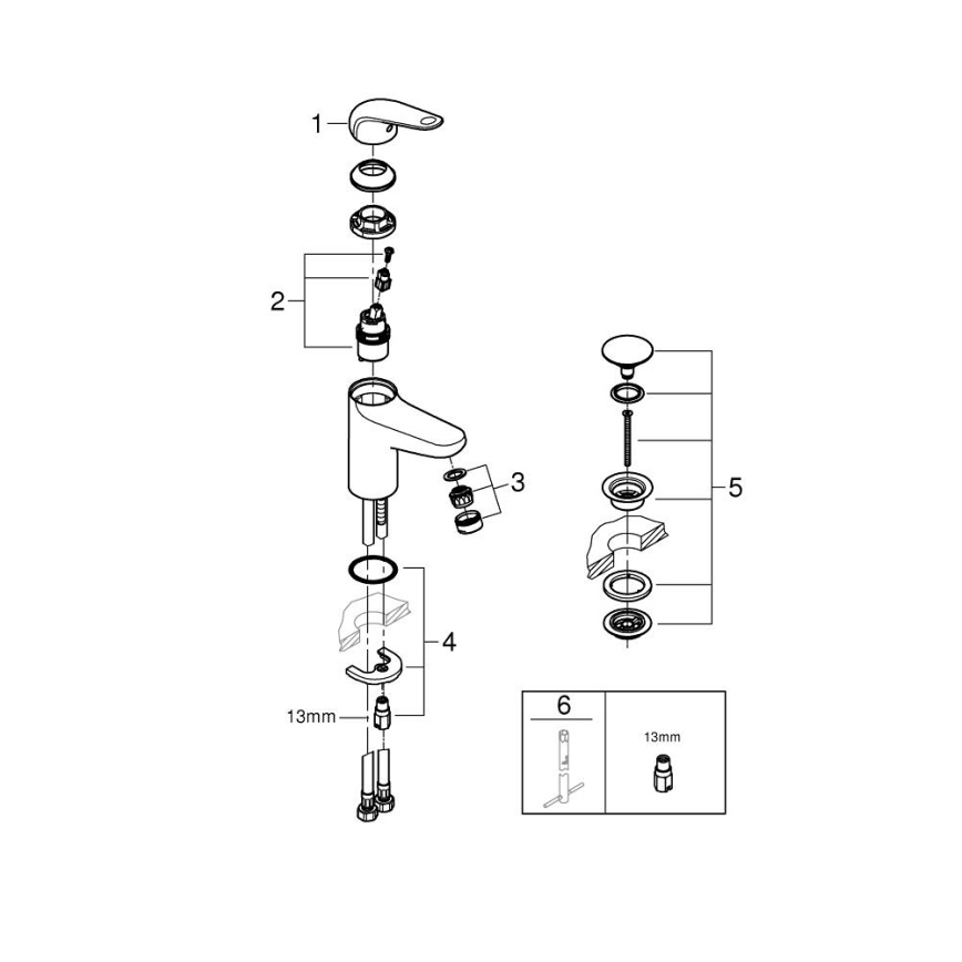 GROHE 24329001 - Grifo de lavabo SWIFT DN 15, acabado cromado brillante