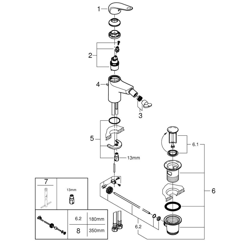 GROHE 24332001 - Grifo para bidé SWIFT de 146 mm, cromo brillante