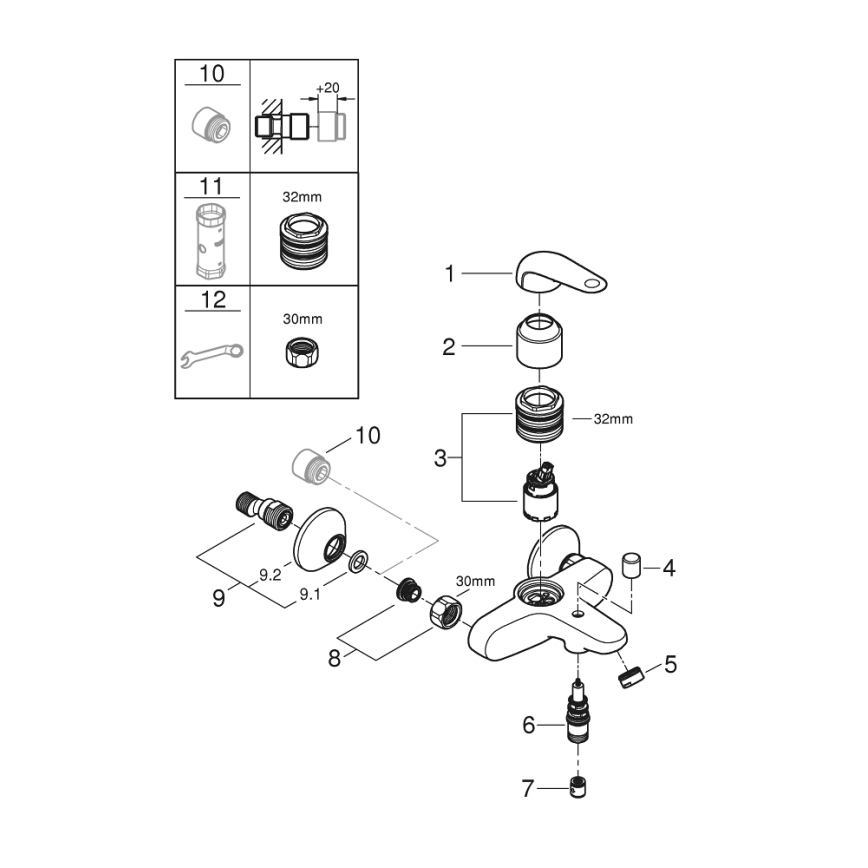 GROHE 24335001 - Grifo de bañera DN 15, cromo brillante