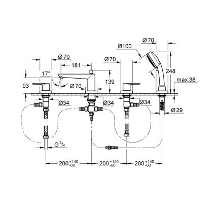 GROHE 2511900A - Grifo de bañera BAULOOP DN 20, cromo brillante