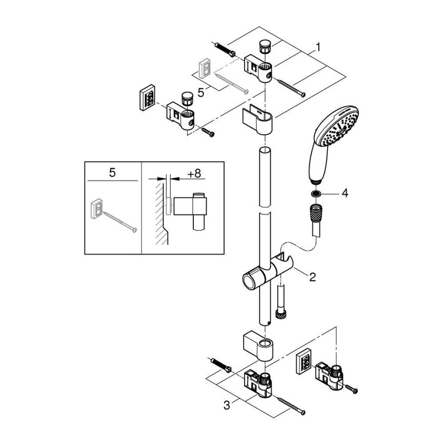 GROHE 26032001 - Conjunto de ducha VITALIO START 110 de 600 mm, cromo brillante