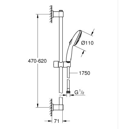 GROHE 26032001 - Conjunto de ducha VITALIO START 110 de 600 mm, cromo brillante